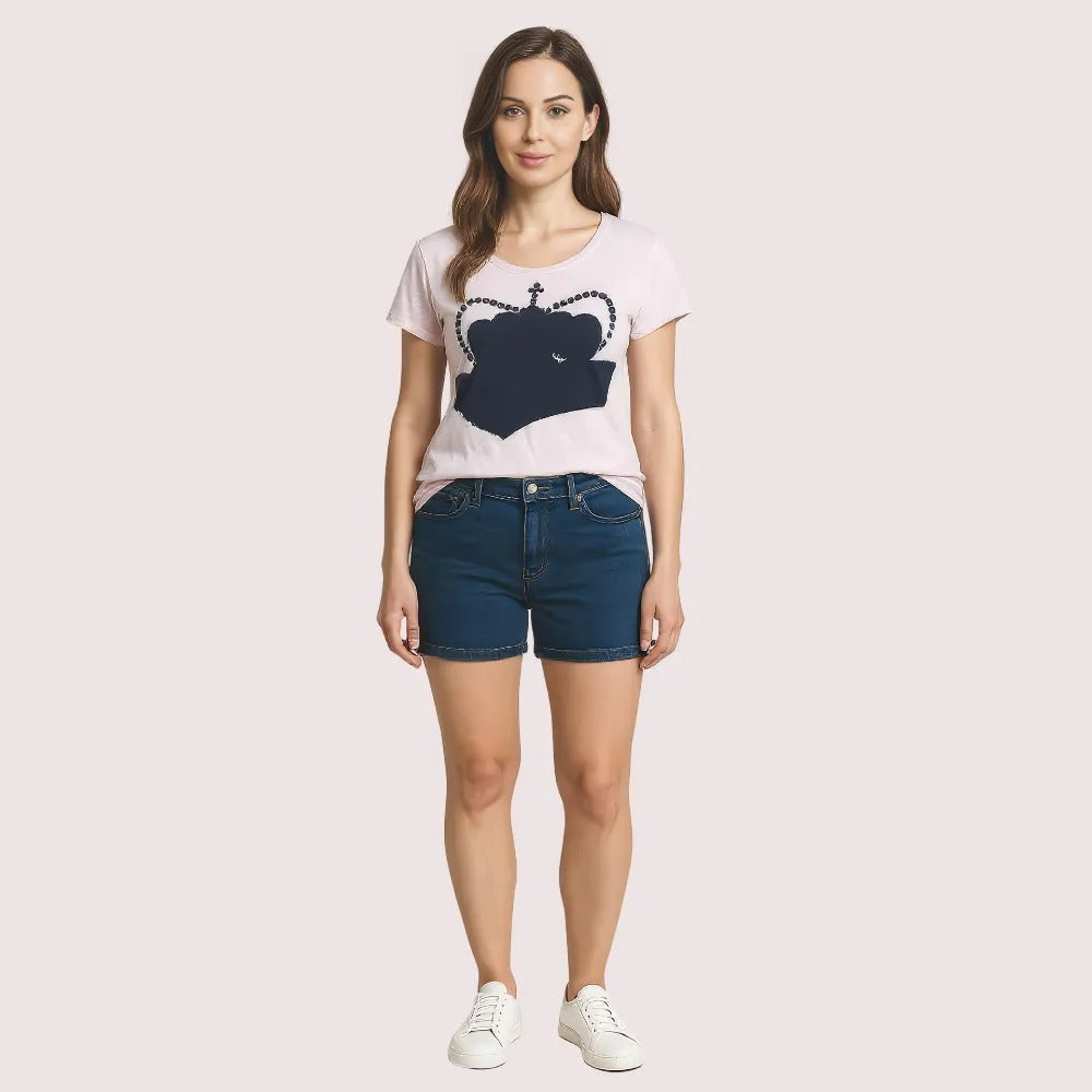 Pink Crown Graphic Casual Tee Snazzyway